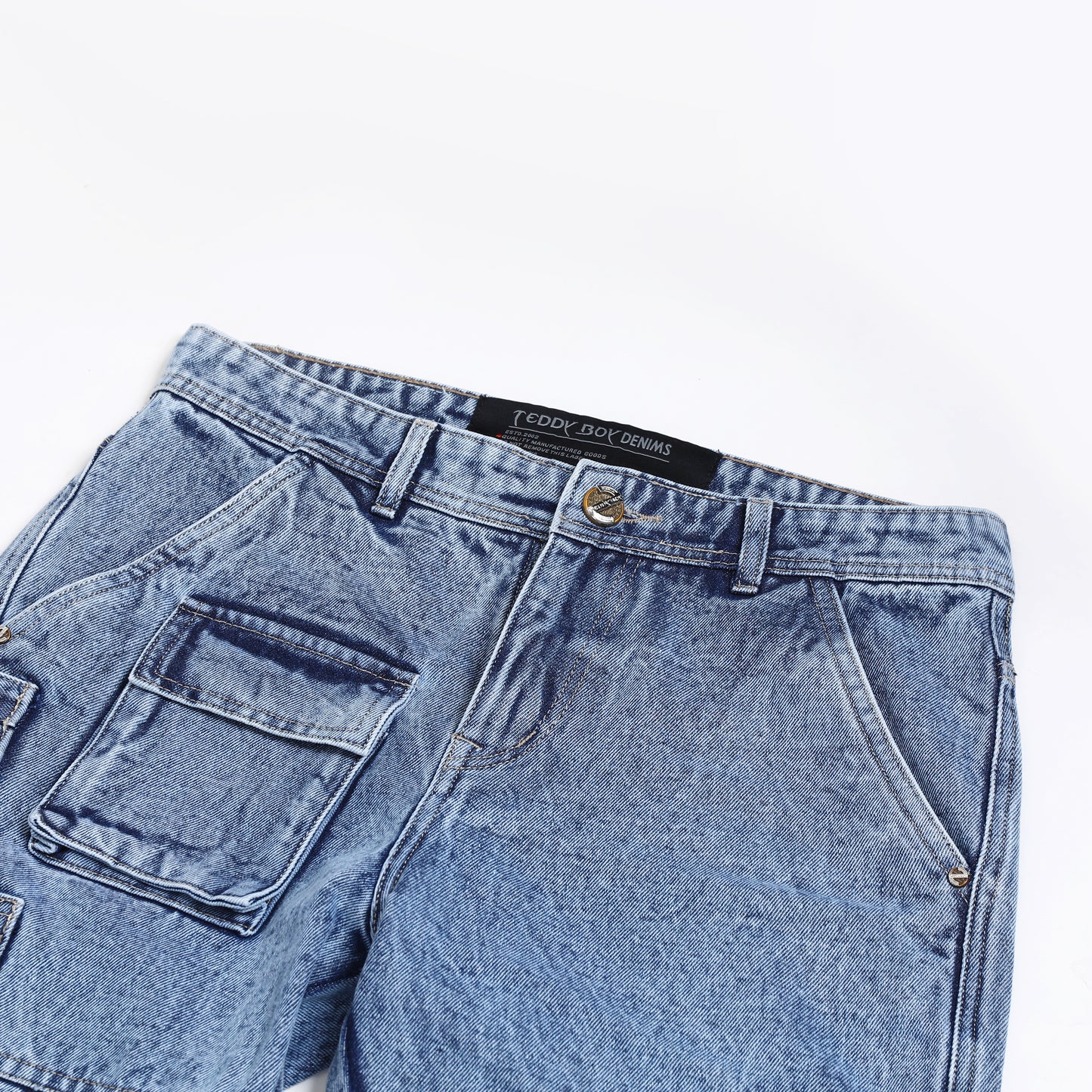 CARGO LIGHT BLUE BAGGY FIT JEANS TEDDY 4787-2
