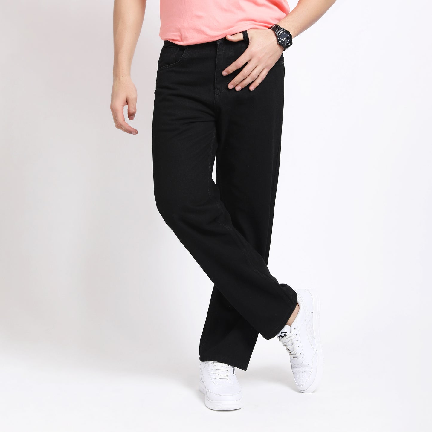 BLACK BAGGY FIT JEAN TEDDY 4774