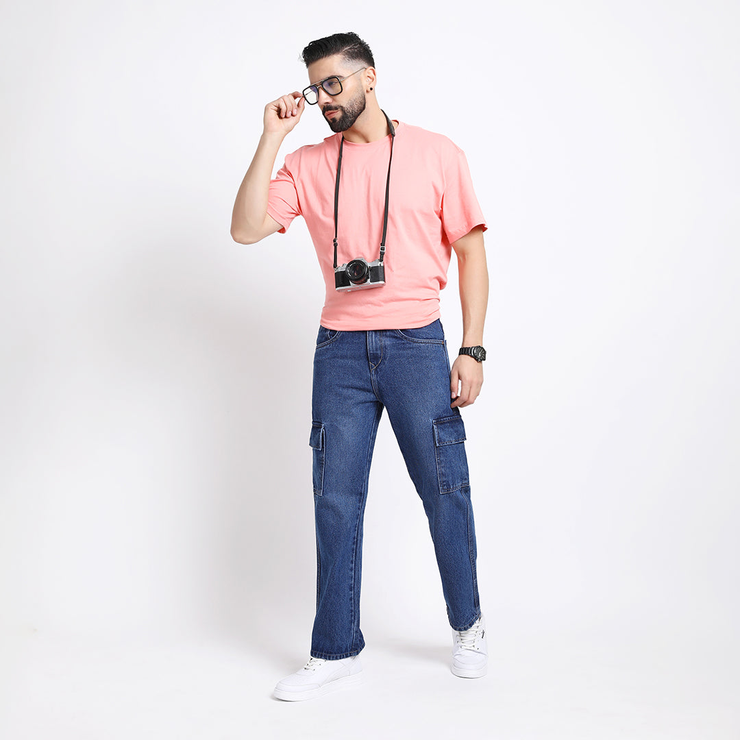 BLUE BAGGY CARGO FIT JEANS 4638-1