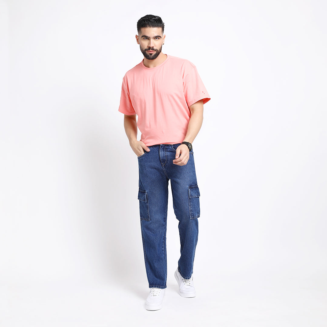 BLUE BAGGY CARGO FIT JEANS 4638-1