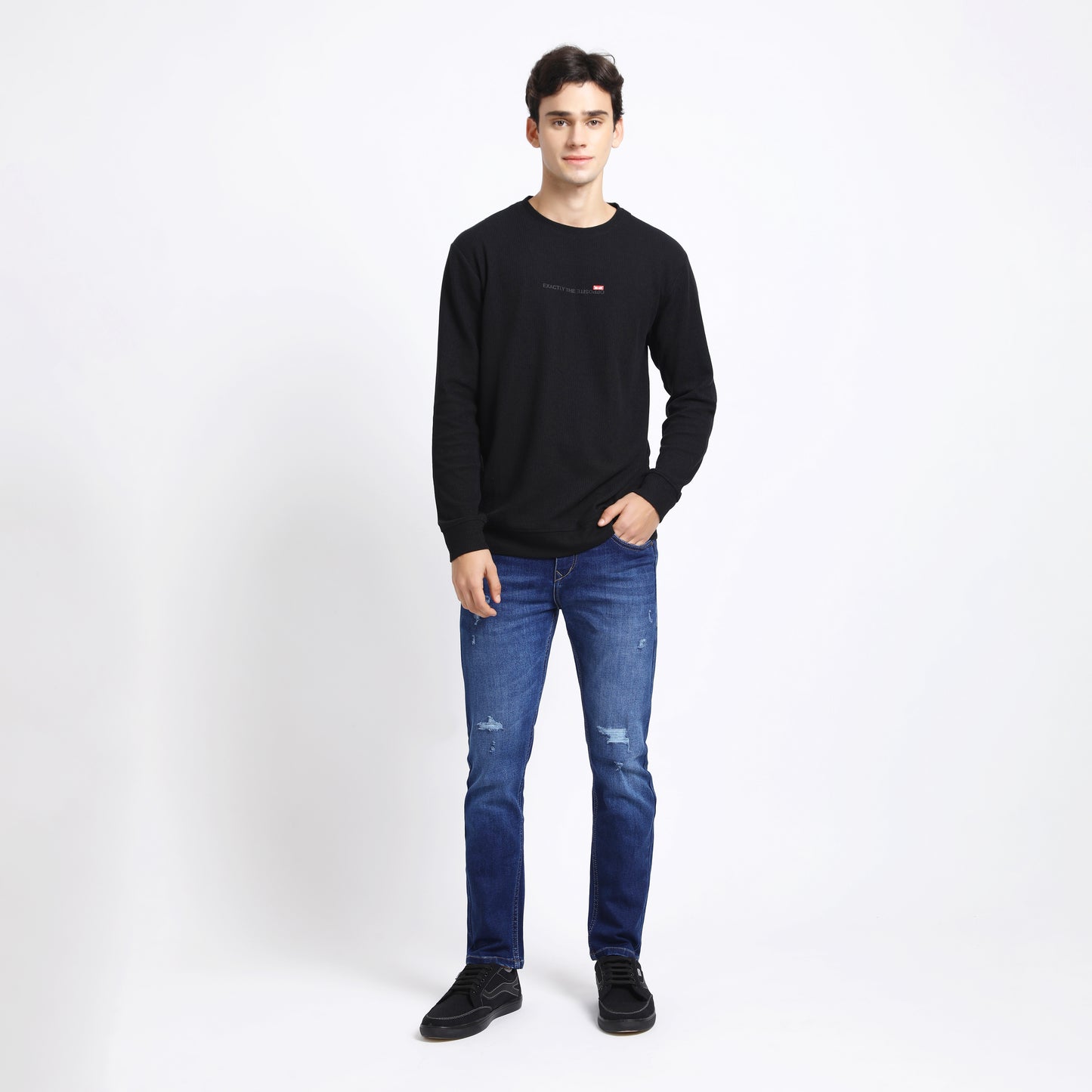 ANKLE DARK BLUE DISTRESSED JEANS FIT 4762-1