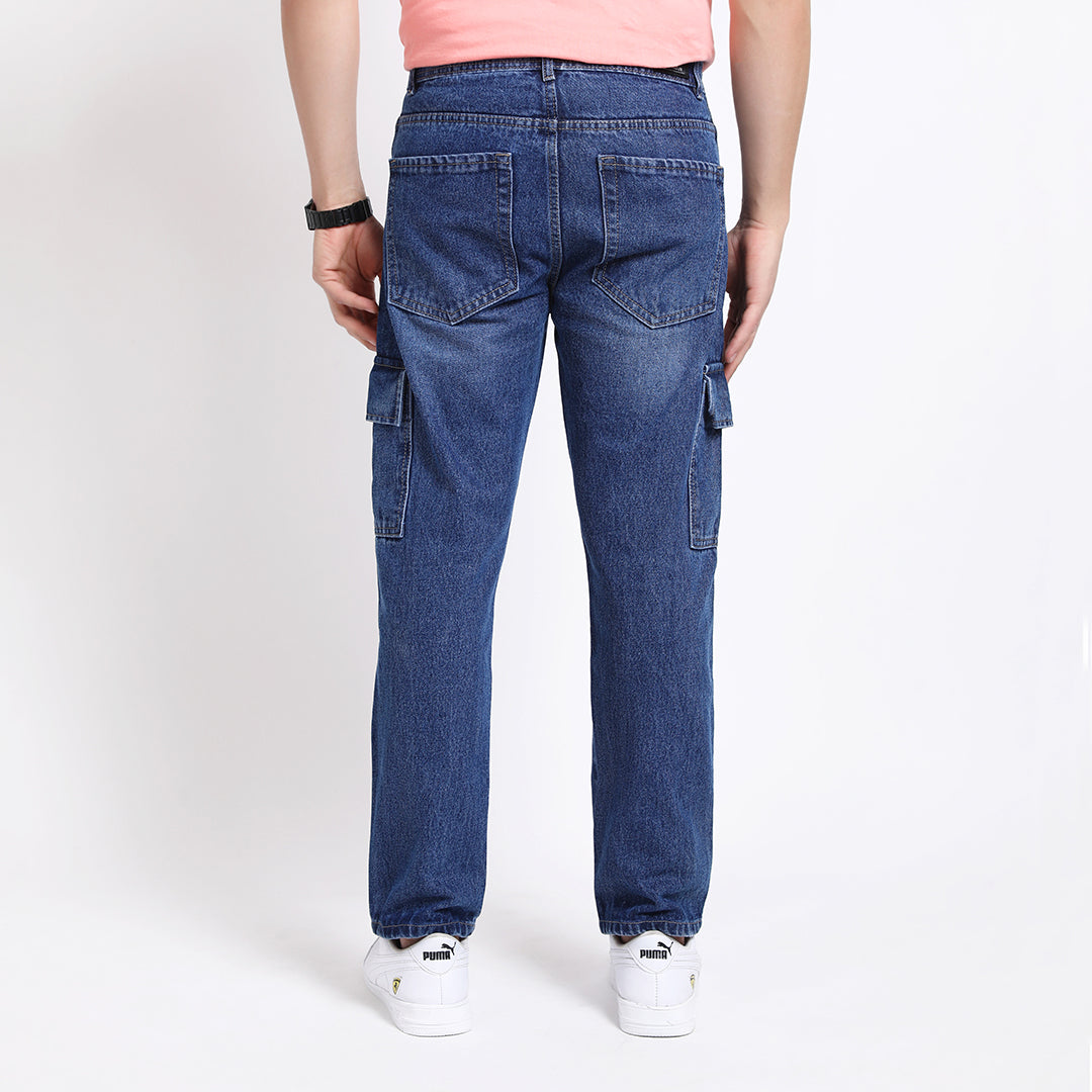 BLUE BAGGY CARGO FIT JEANS 4638-1