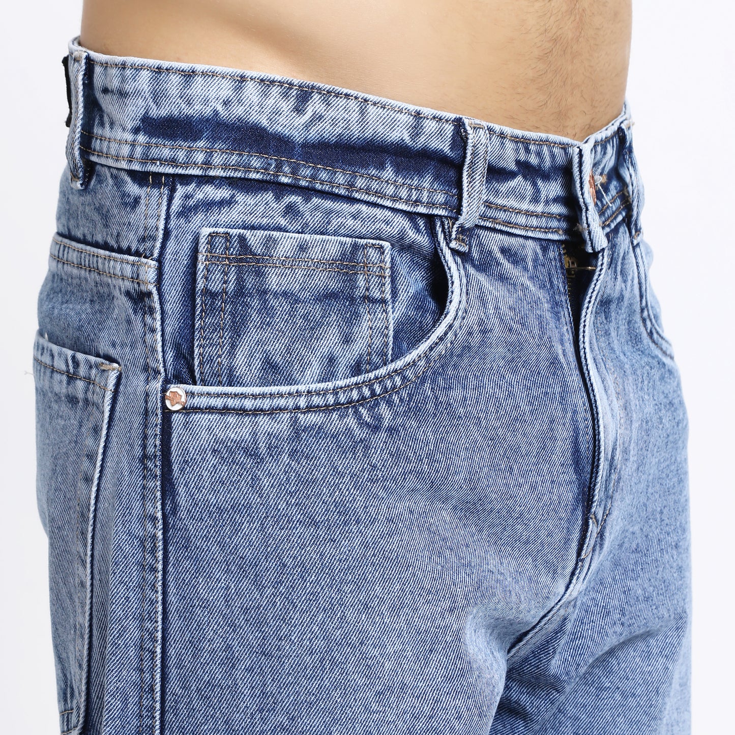 LIGHT BLUE BAGGY CARGO FIT JEAN 4638-2
