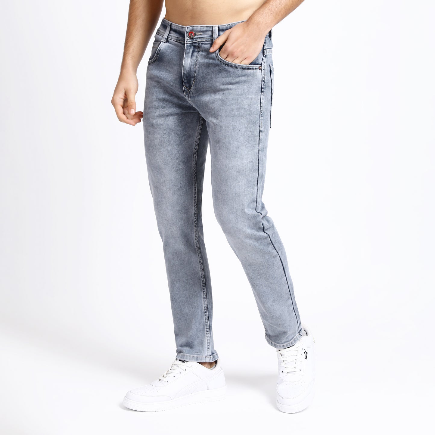 LIGHT GREY ANKLE FIT JEANS TEDDY 4769-2