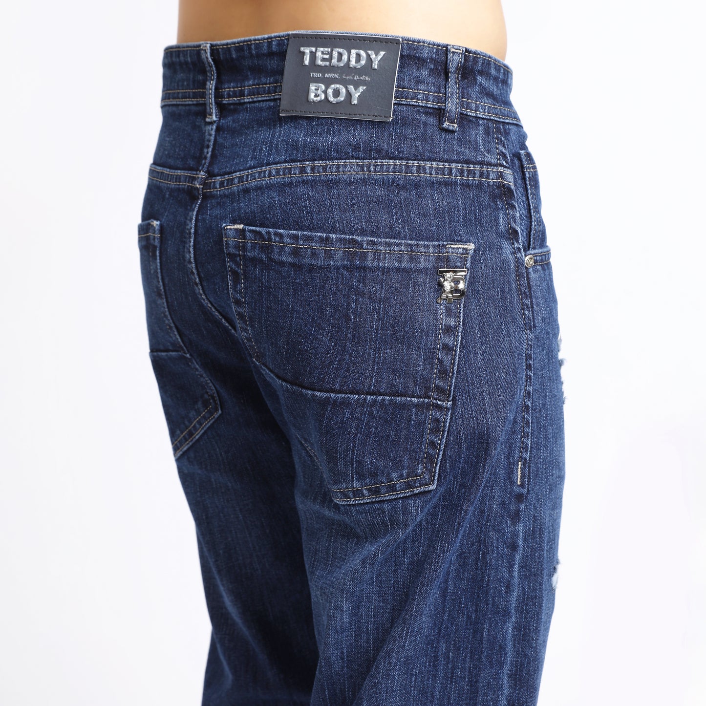 DARK GREY BAGGY FIT DISTRESSED JEANS TEDDY 4682-1