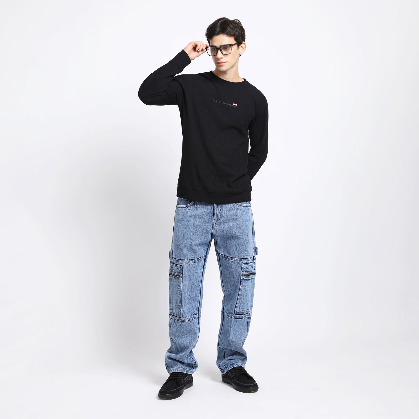 LIGHT BLUE BAGGY CARGO FIT JEANS 4785-2