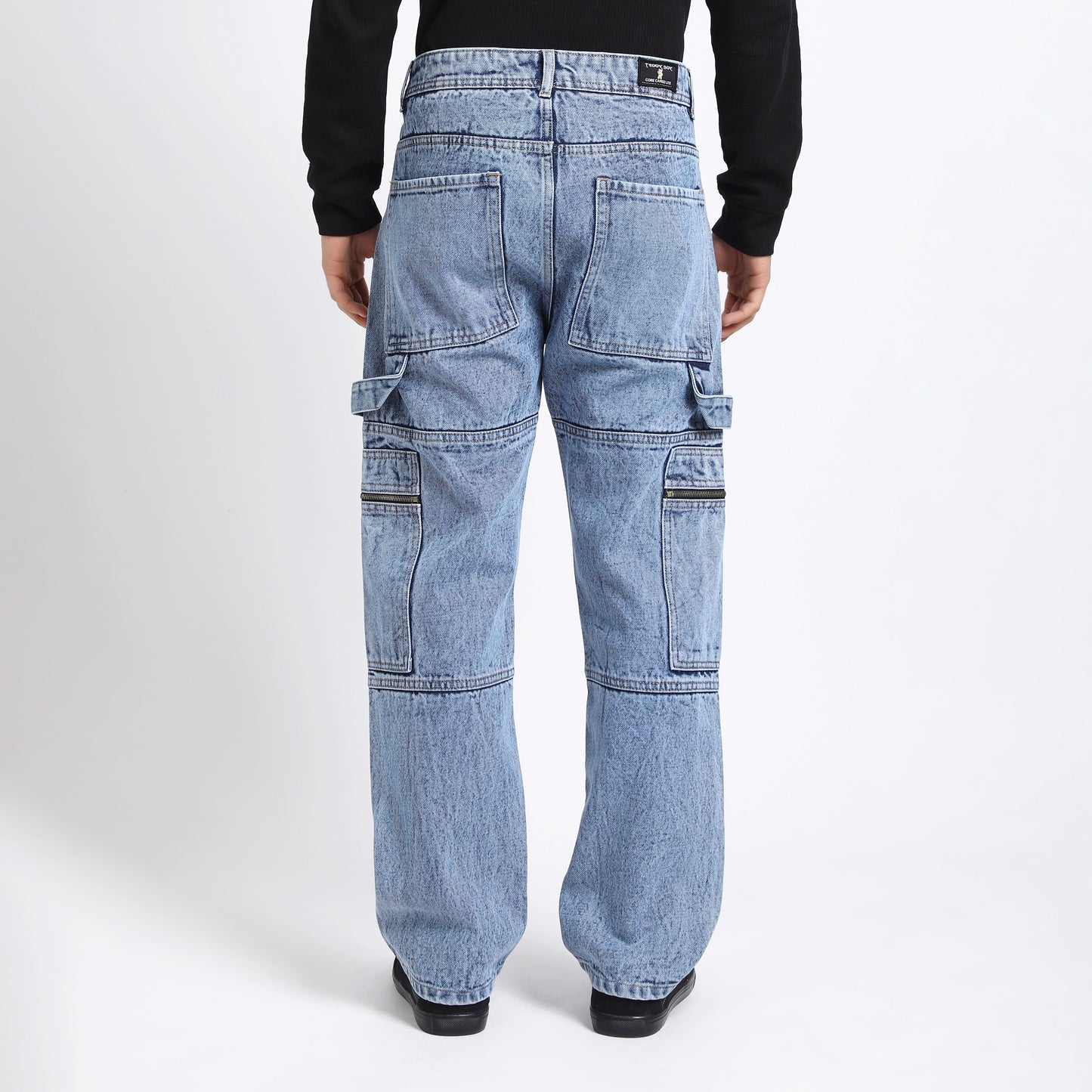 LIGHT BLUE BAGGY CARGO FIT JEANS 4785-2
