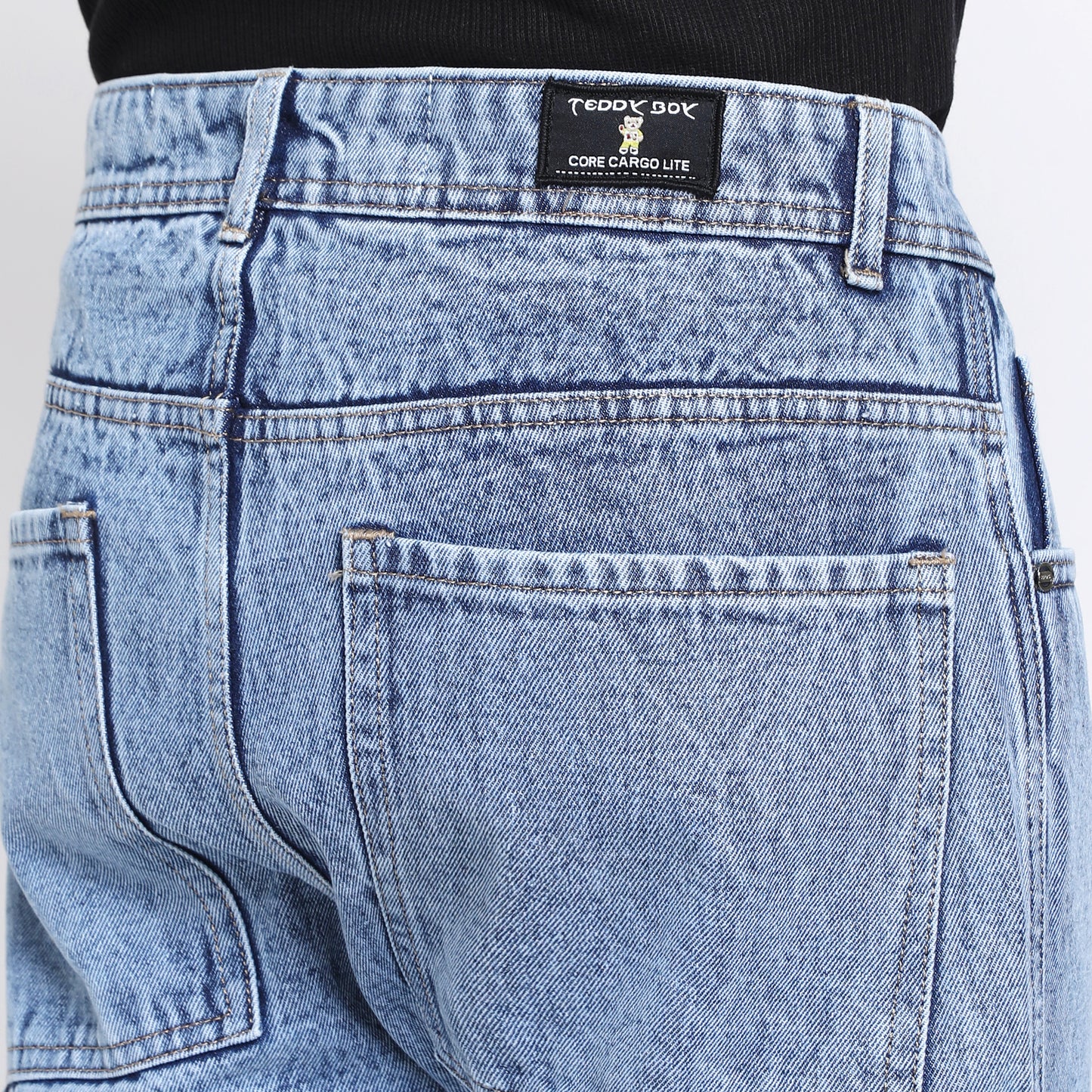 LIGHT BLUE BAGGY CARGO FIT JEANS 4785-2