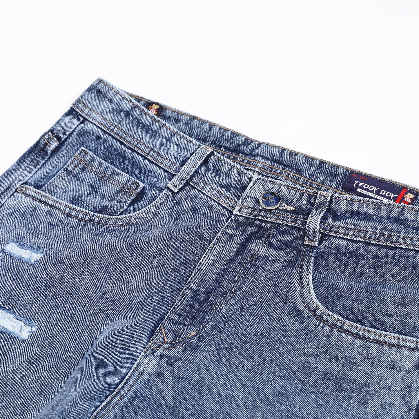 DARK GREY BAGGY FIT DISTRESSED JEANS TEDDY 4682-1