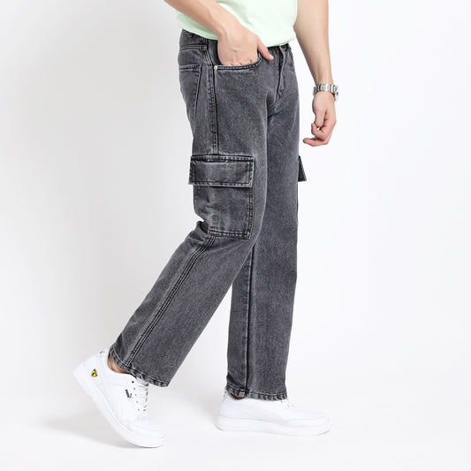 BLACK BAGGY CARGO FIT JEANS 4725-2