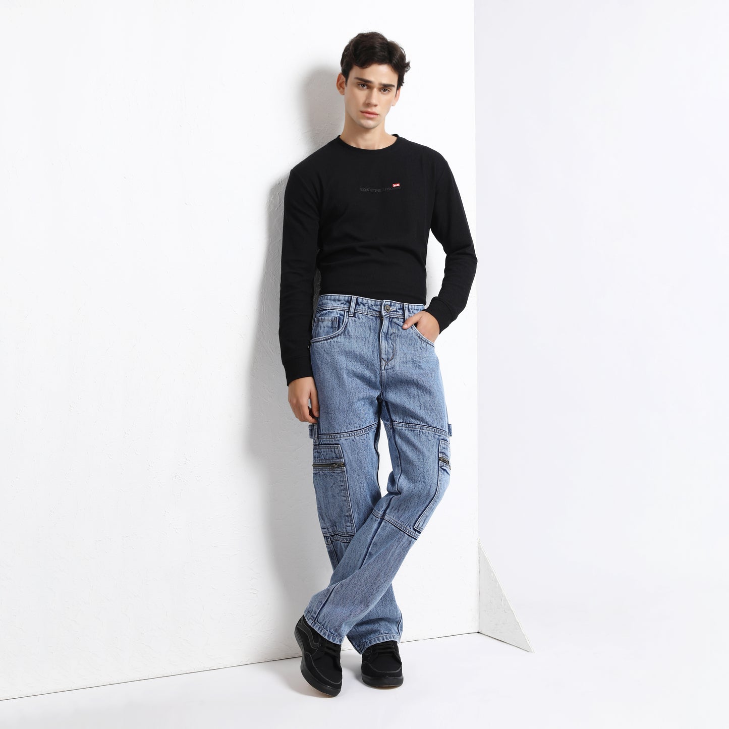LIGHT BLUE BAGGY CARGO FIT JEANS 4785-2