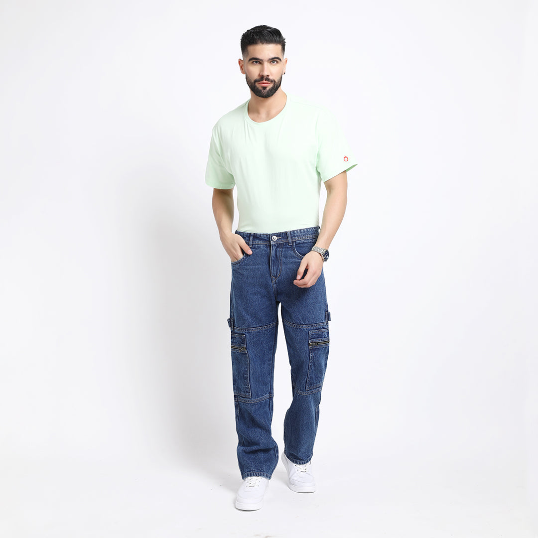 BLUE BAGGY CARGO FIT JEANS 4785-1