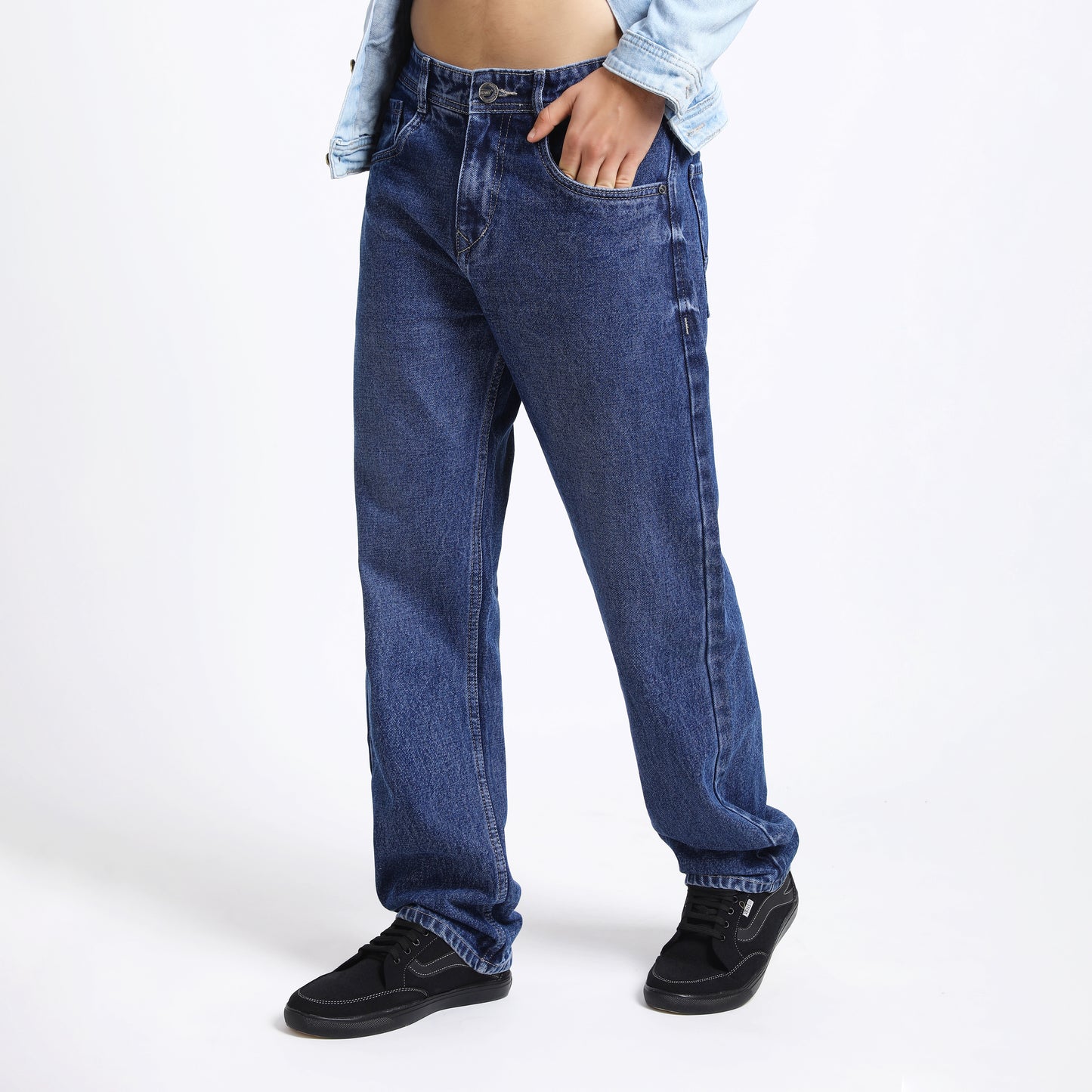 DARK BLUE BAGGY FIT JEAN TEDDY 4721-1