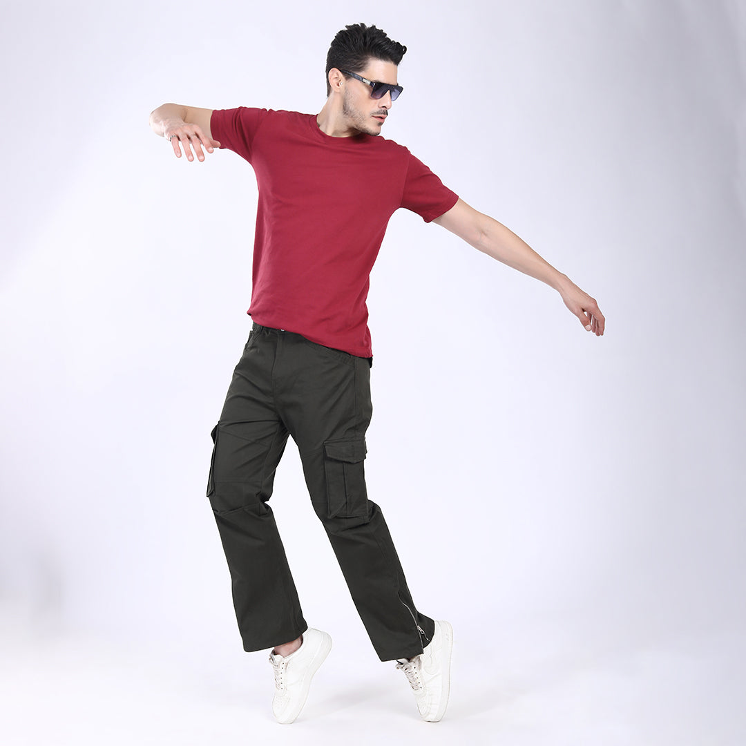Men's Relaxed Fit Stretch Cotton Cargo Pants – Streetwear Utility Style 4802-7