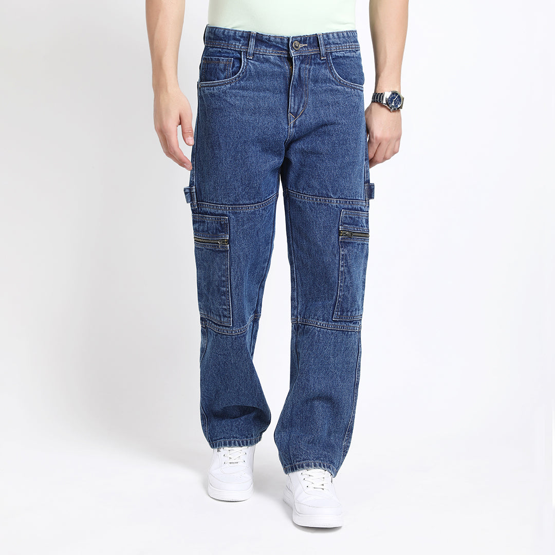 BLUE BAGGY CARGO FIT JEANS 4785-1