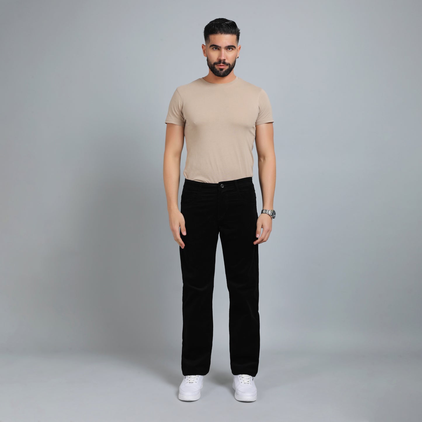 OYSTER BLACK CORDUROY PANTS 4770-4