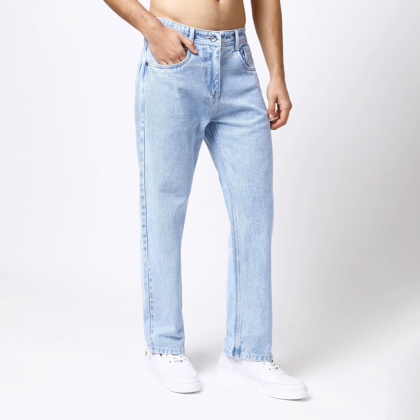 ICE BLUE BAGGY FIT JEAN TEDDY 4773
