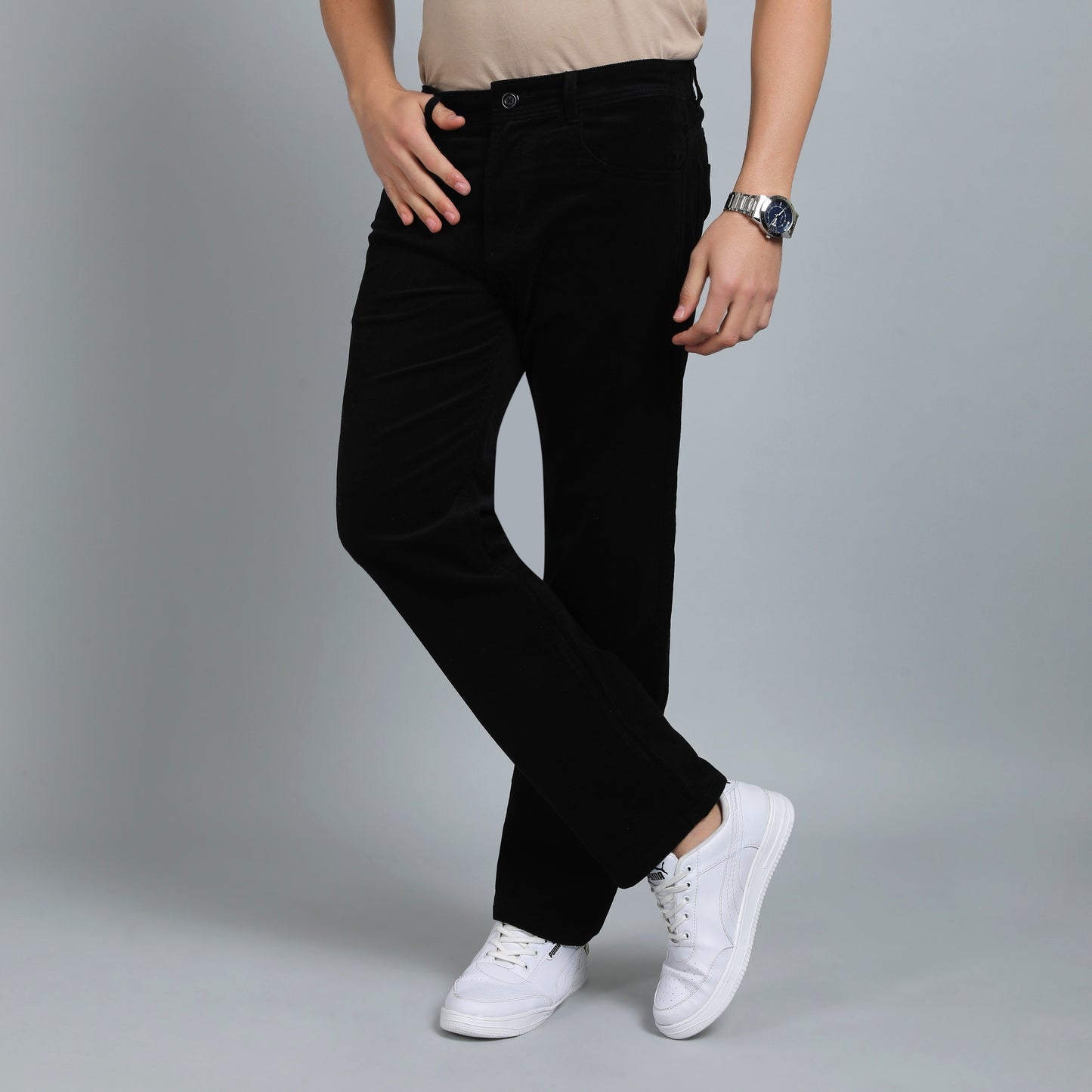 OYSTER BLACK CORDUROY PANTS 4770-4