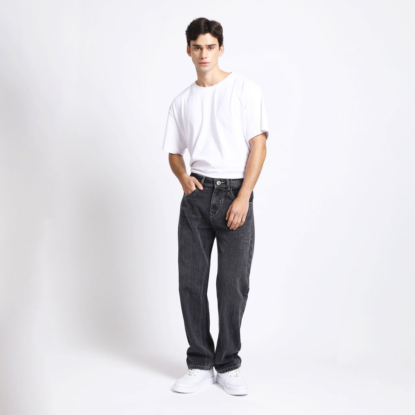 DARK GREY BAGGY FIT JEAN TEDDY 4753-1