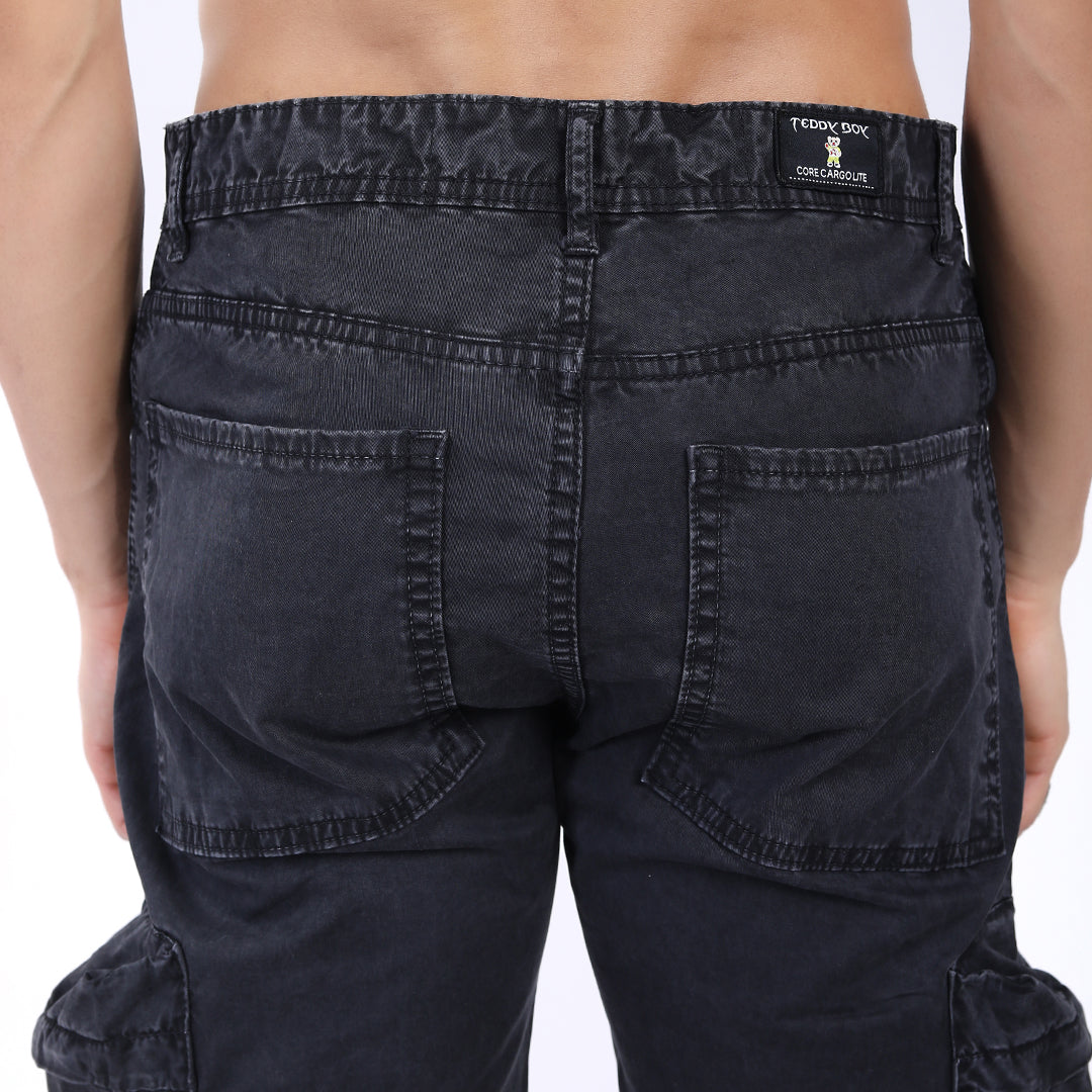 BLACK BAGGY CARGO FIT JEANS WITH LARGE POCKET 4899-5