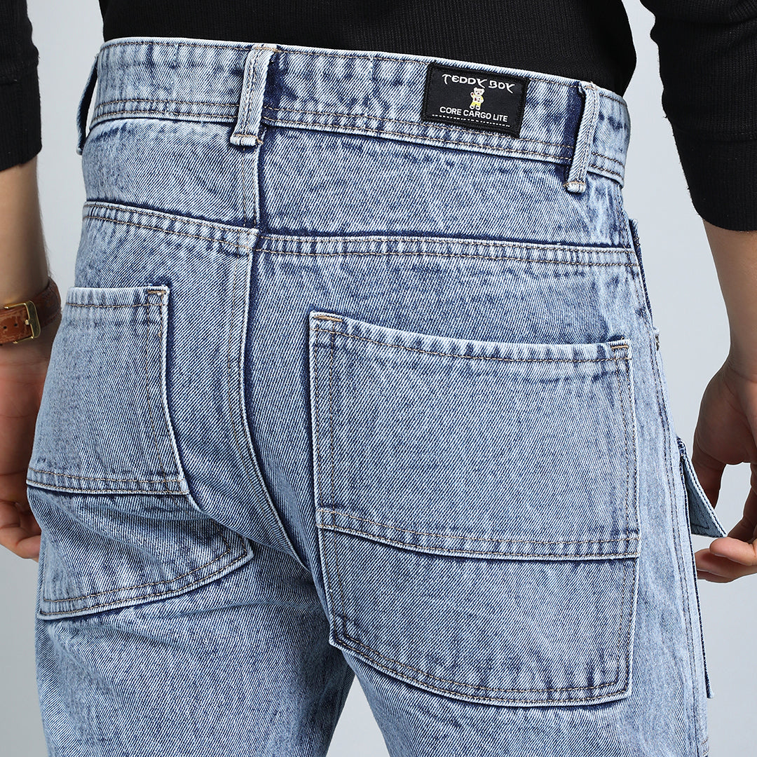 CARGO BLUE RISE BAGGY FIT JEAN TEDDY 4788-2