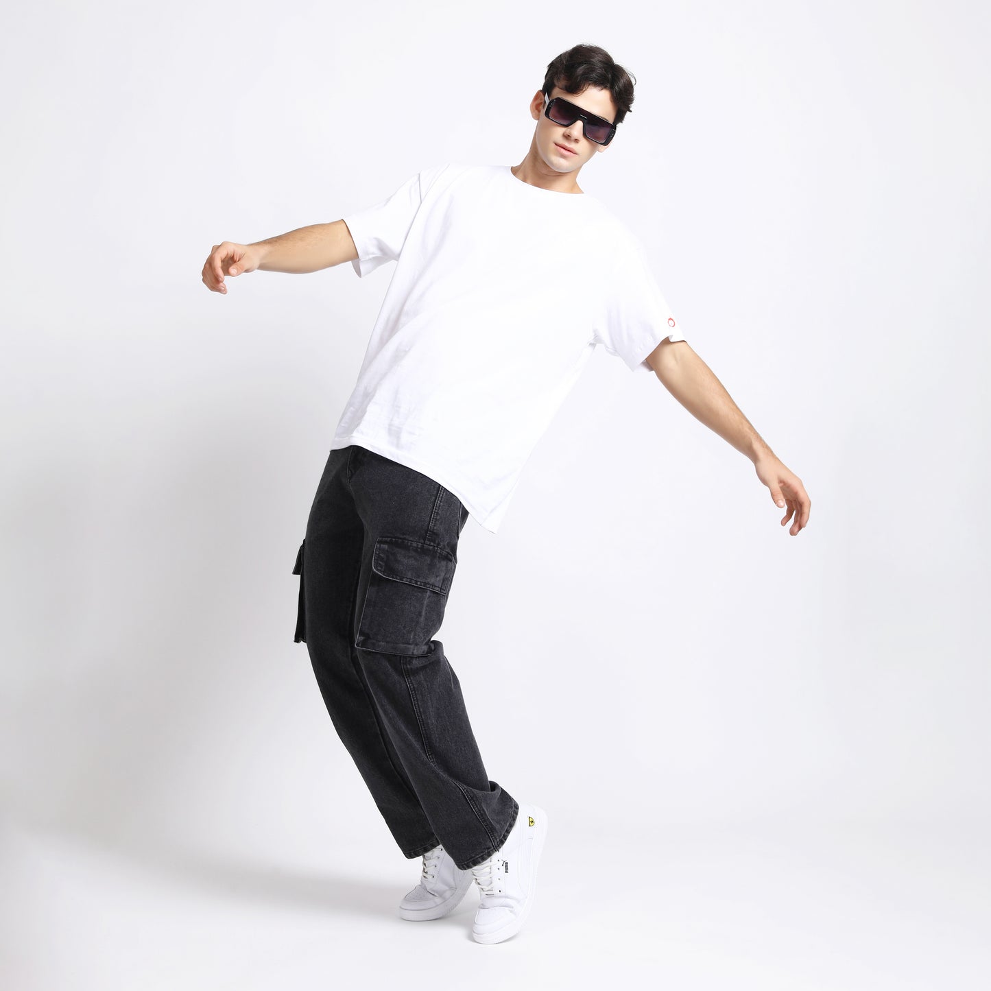 BLACK BAGGY CARGO FIT JEANS 4726-1