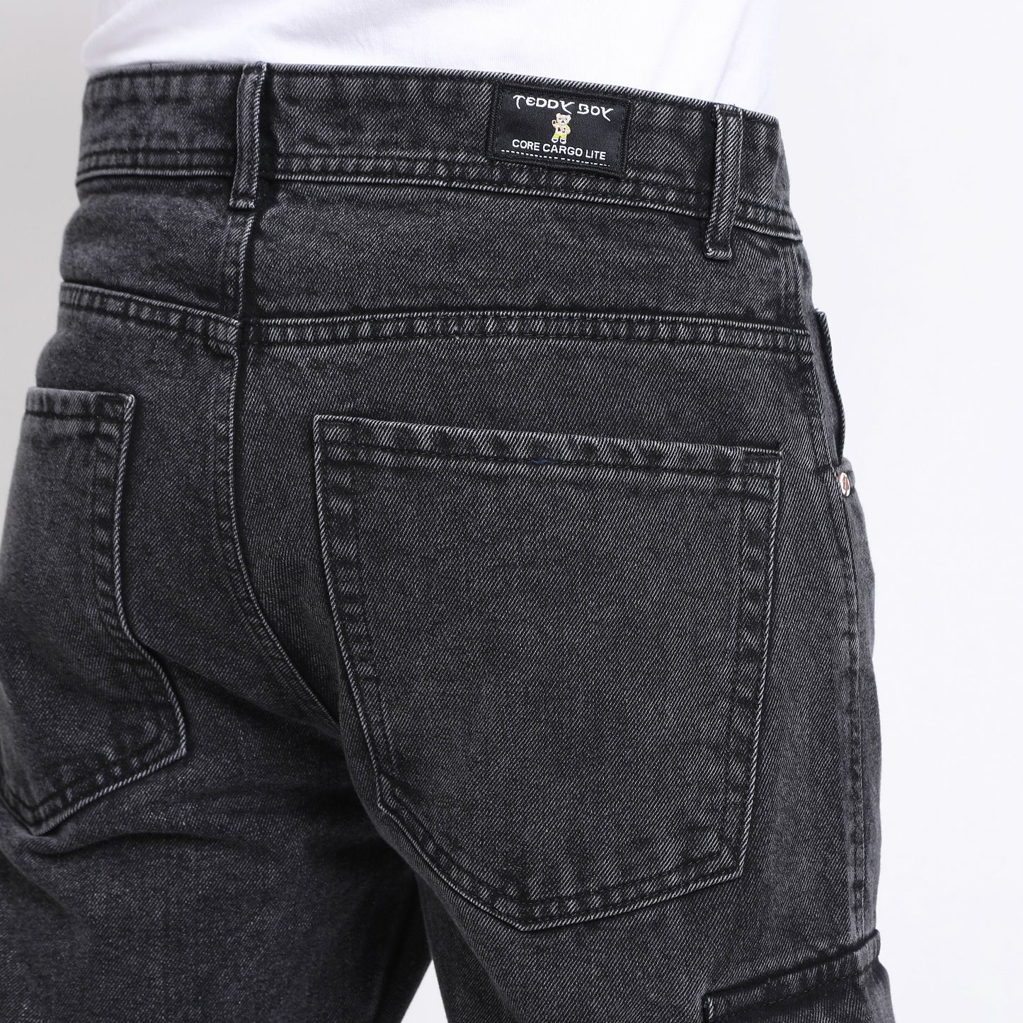 BLACK BAGGY CARGO FIT JEANS 4726-1