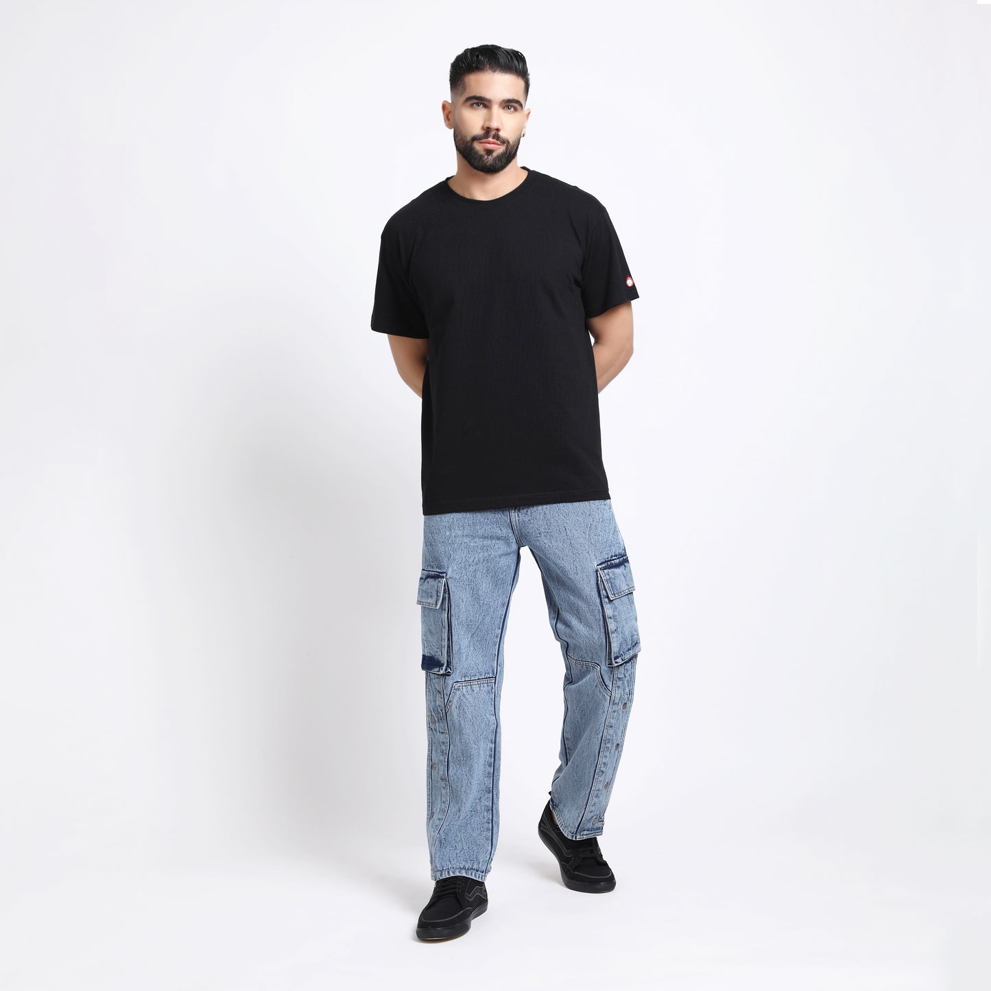 DARK BLUE BAGGY CARGO FIT JEANS 4789-2