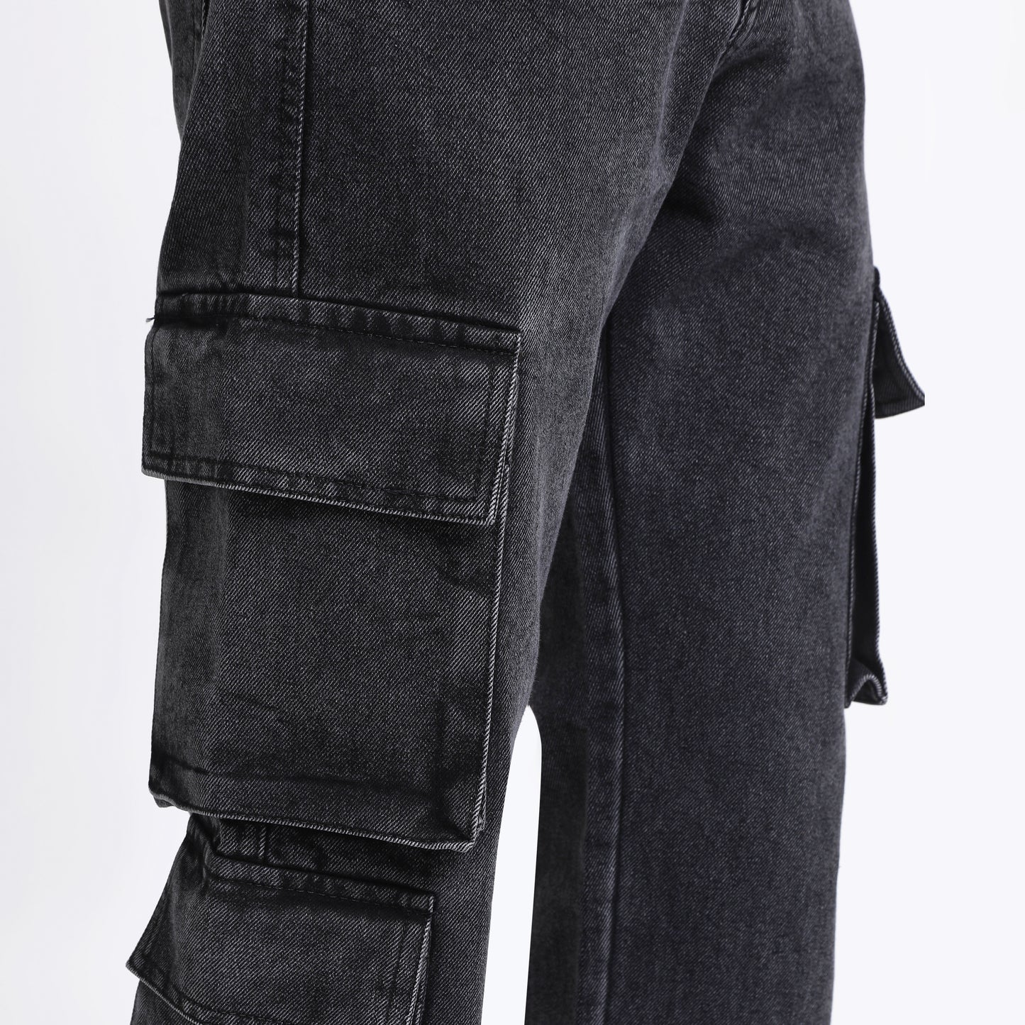 BLACK BAGGY CARGO FIT JEANS 4726-1