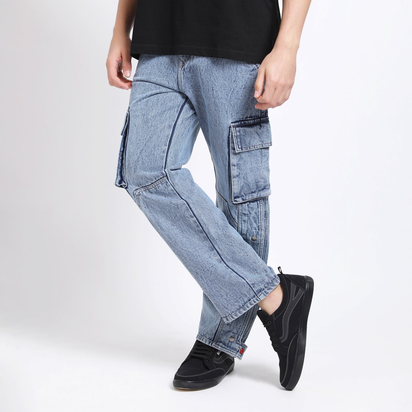 DARK BLUE BAGGY CARGO FIT JEANS 4789-2