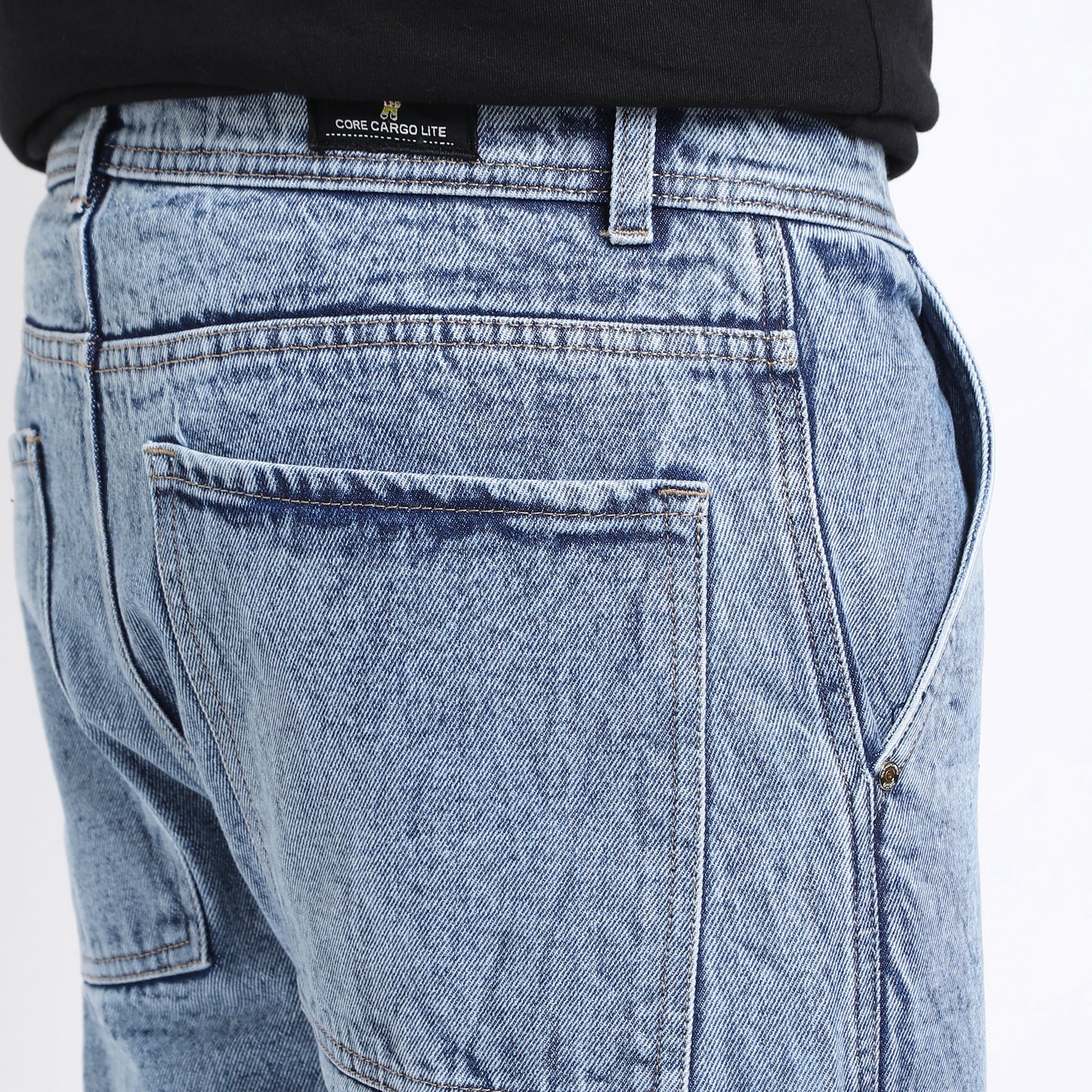 DARK BLUE BAGGY CARGO FIT JEANS 4789-2