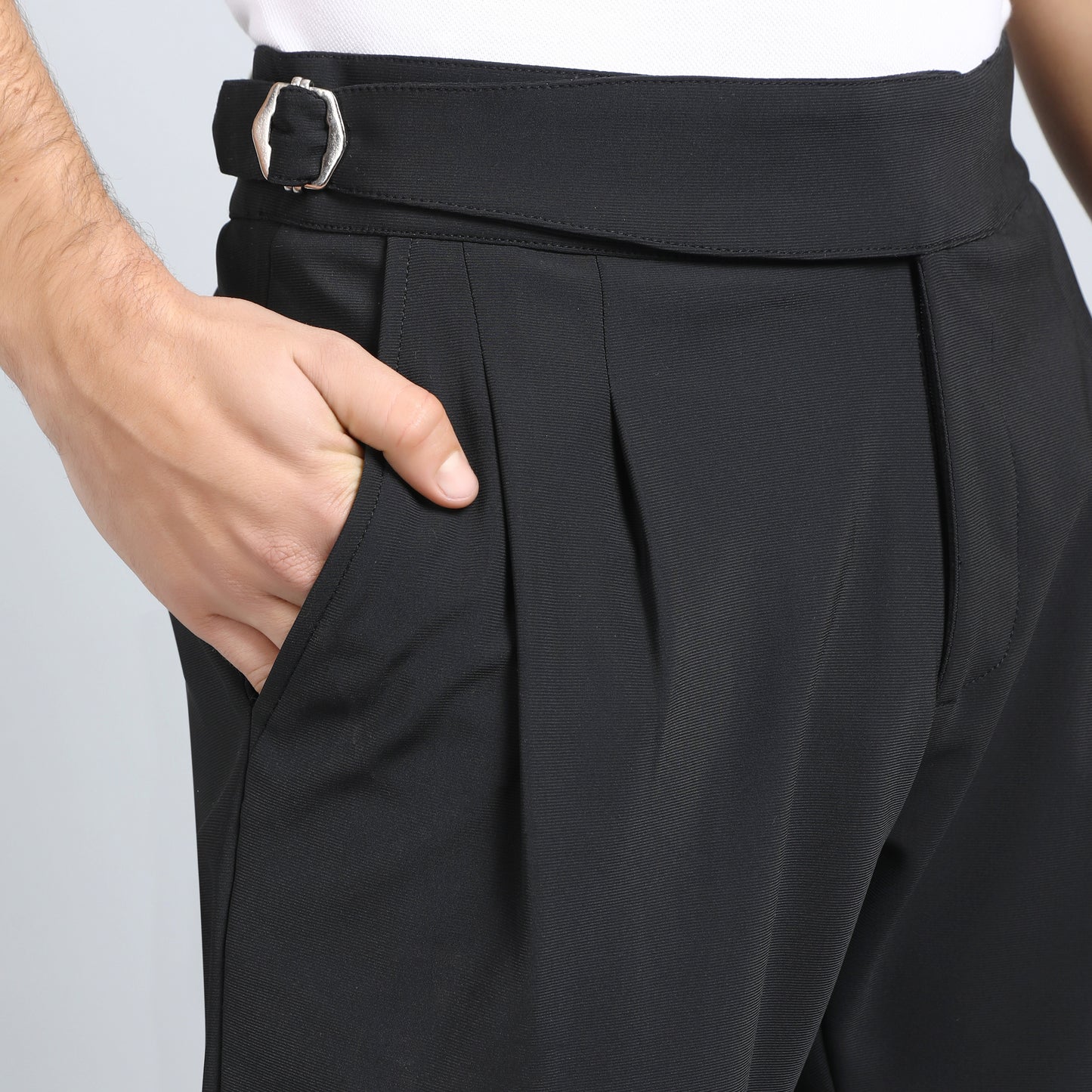 OYSTER BLACK SLIM FIT GURKHA TROUSERS 4798-1