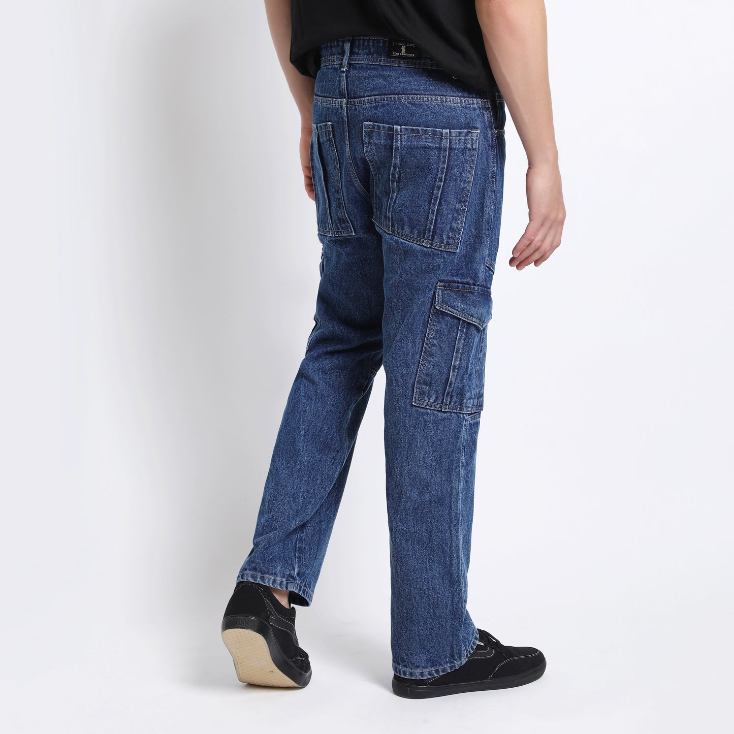 DARK BLUE BAGGY CARGO FIT JEANS 4786-1