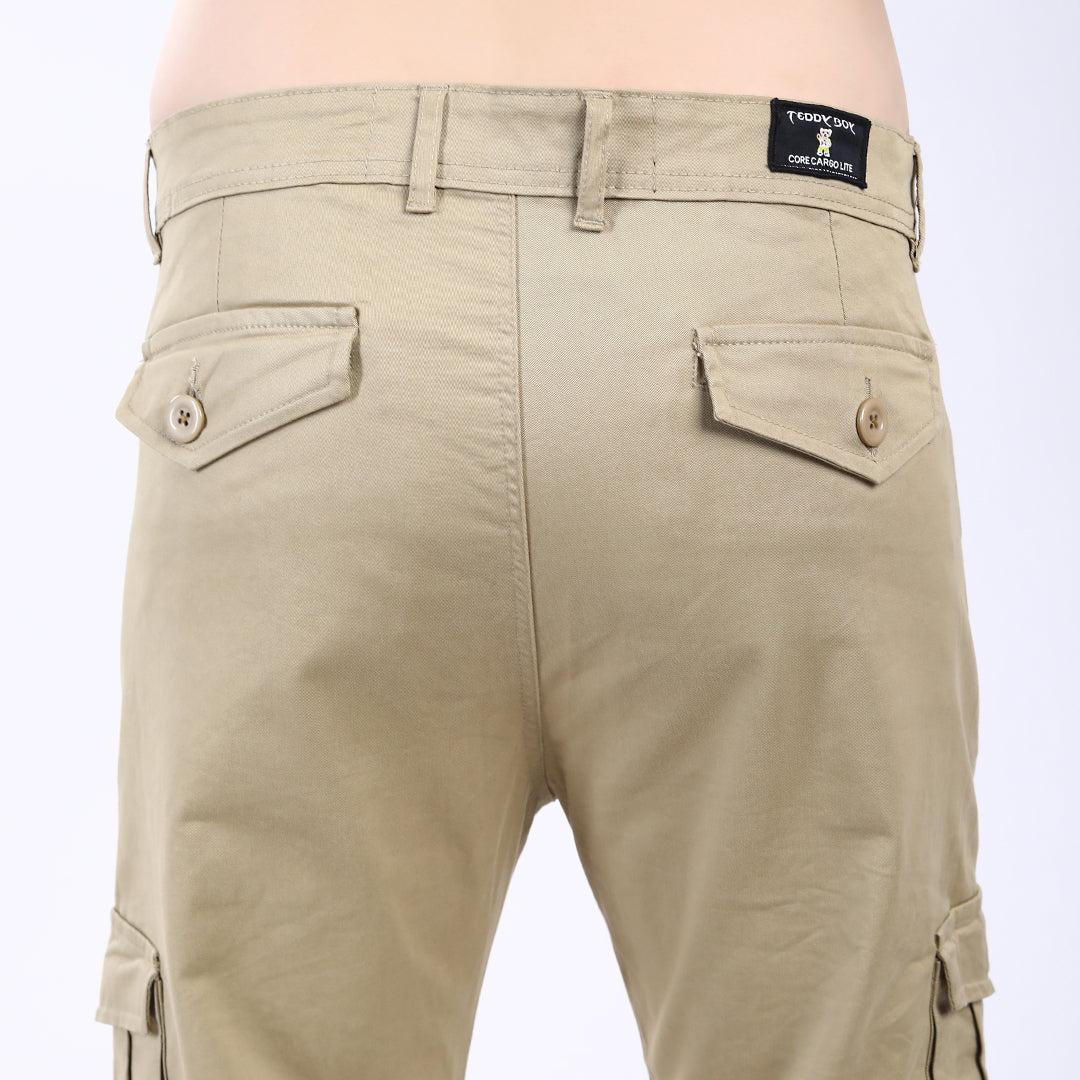 Men's Relaxed Fit Beige Stretch Cotton Cargo Pants – Streetwear Utility Style 4802-2