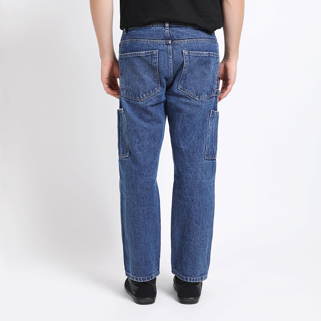 CARGO DARK BLUE BAGGY FIT JEANS TEDDY 4787-1