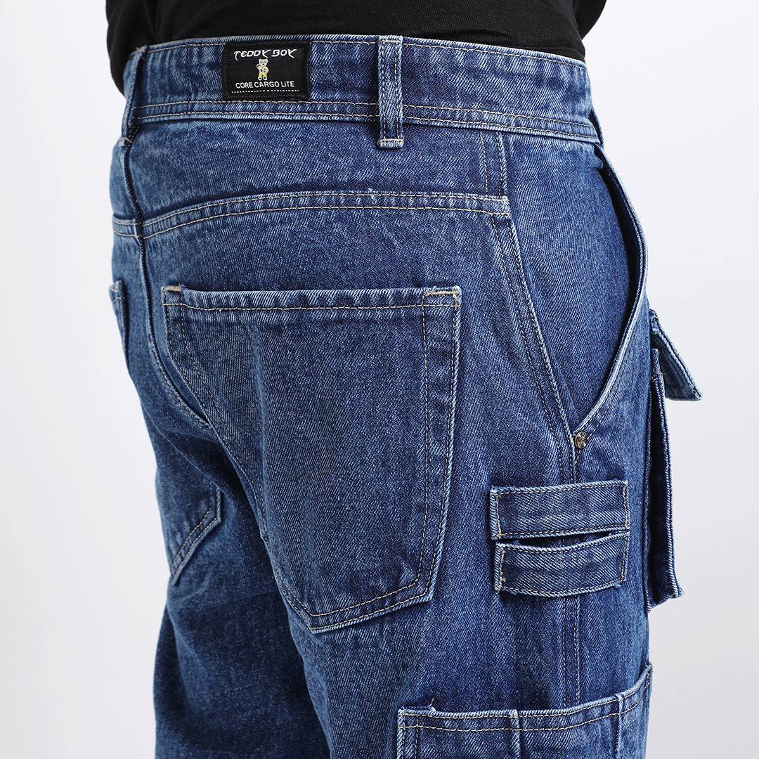 CARGO DARK BLUE BAGGY FIT JEANS TEDDY 4787-1
