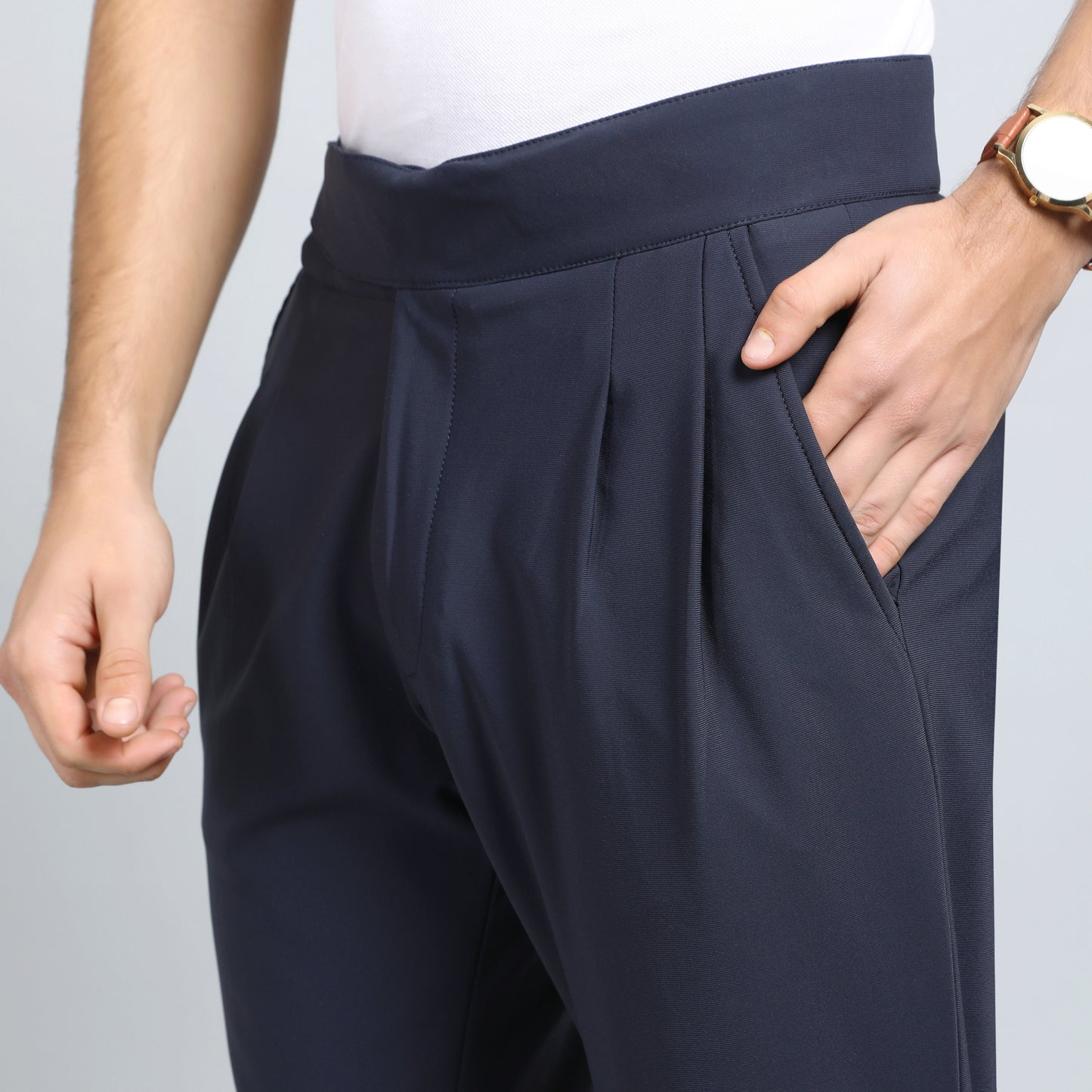 BARITONE NAVY BLUE SLIM FIT GURKHA TROUSERS 4798-3