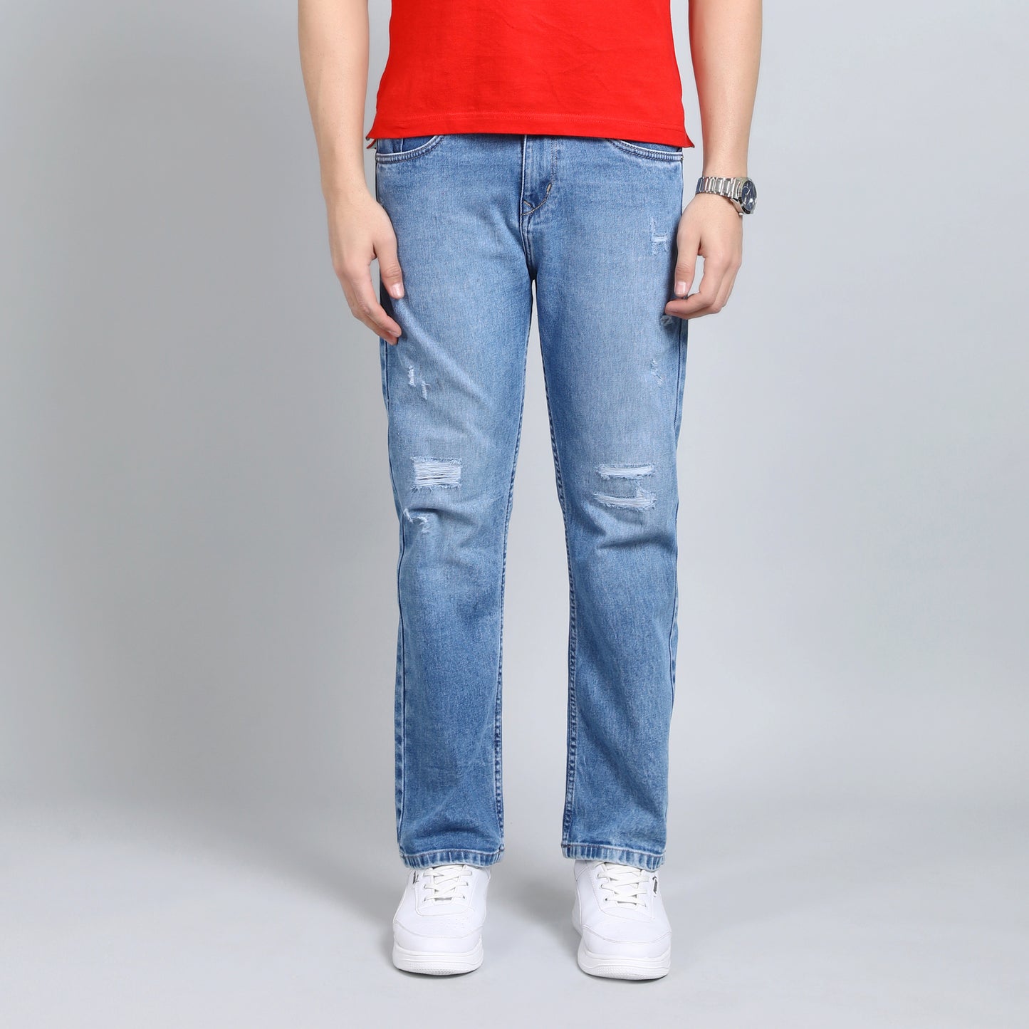BLUE DISTRESSED BAGGY FIT JEANS TEDDY 4670-1