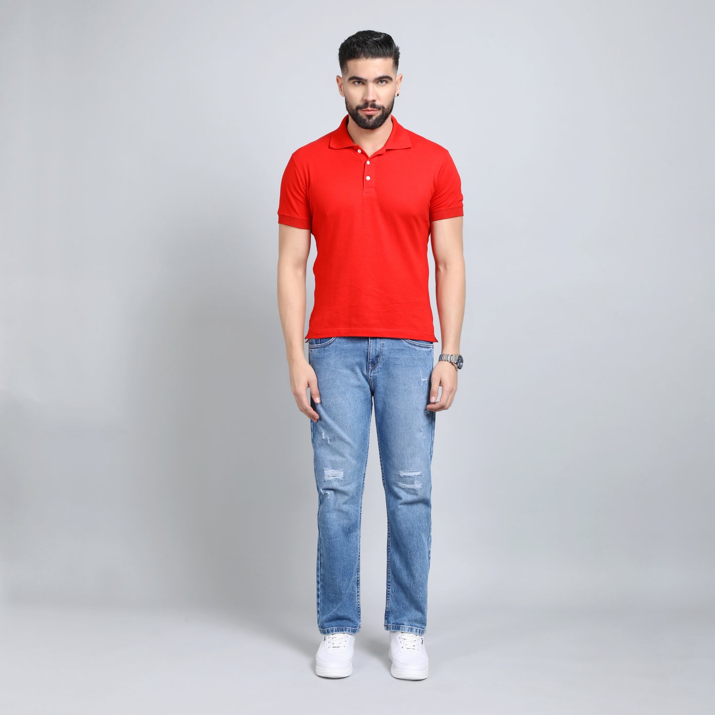 BLUE DISTRESSED BAGGY FIT JEANS TEDDY 4670-1