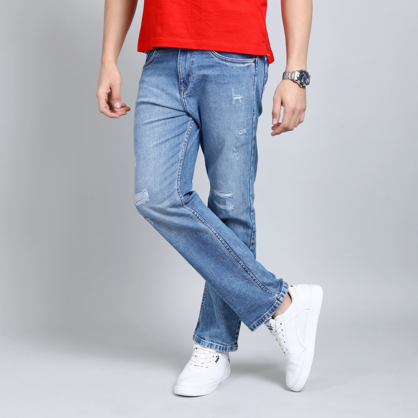 BLUE DISTRESSED BAGGY FIT JEANS TEDDY 4670-1