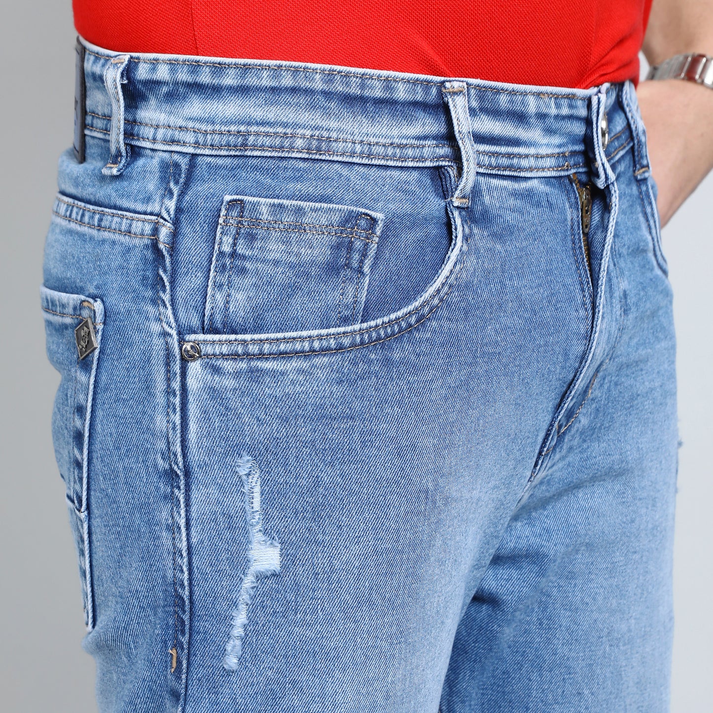 BLUE DISTRESSED BAGGY FIT JEANS TEDDY 4670-1