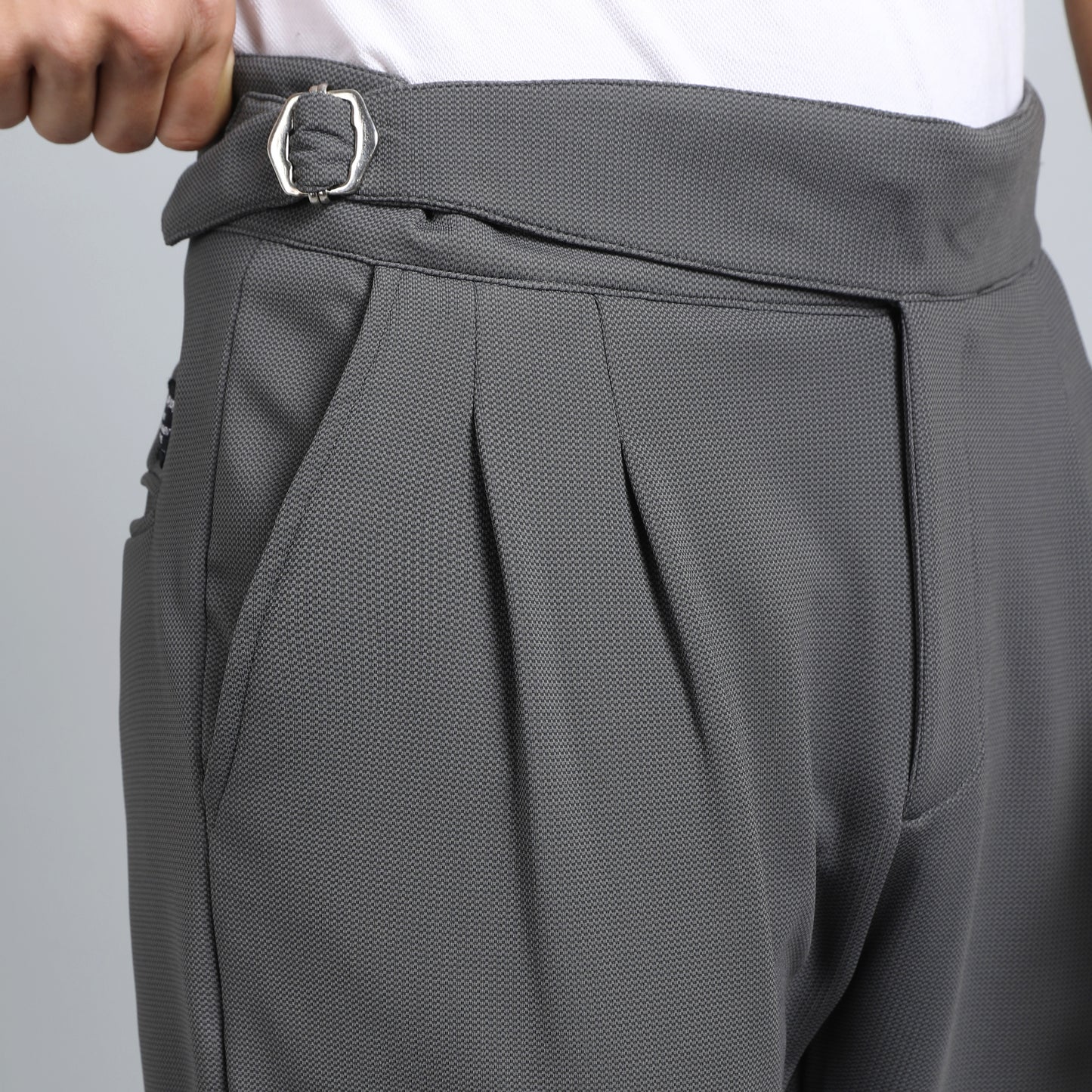 DARK GREY SLIM FIT GURKHA TROUSERS 4797-4