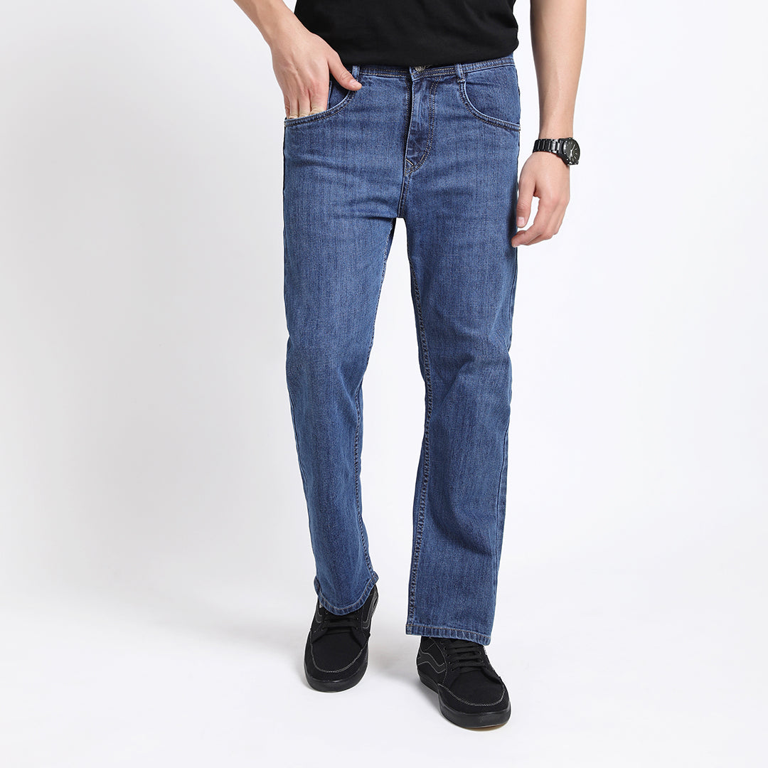 MID BLUE BAGGY FIT JEAN TEDDY 4678-2