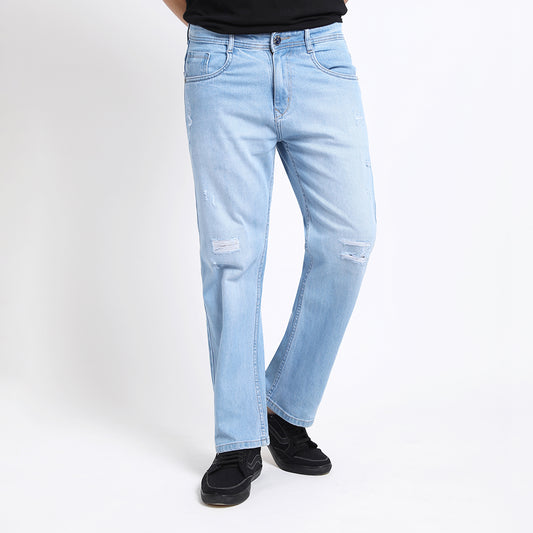 LIGHT BLUE DISTRESSED BAGGY FIT JEANS TEDDY 4670-2