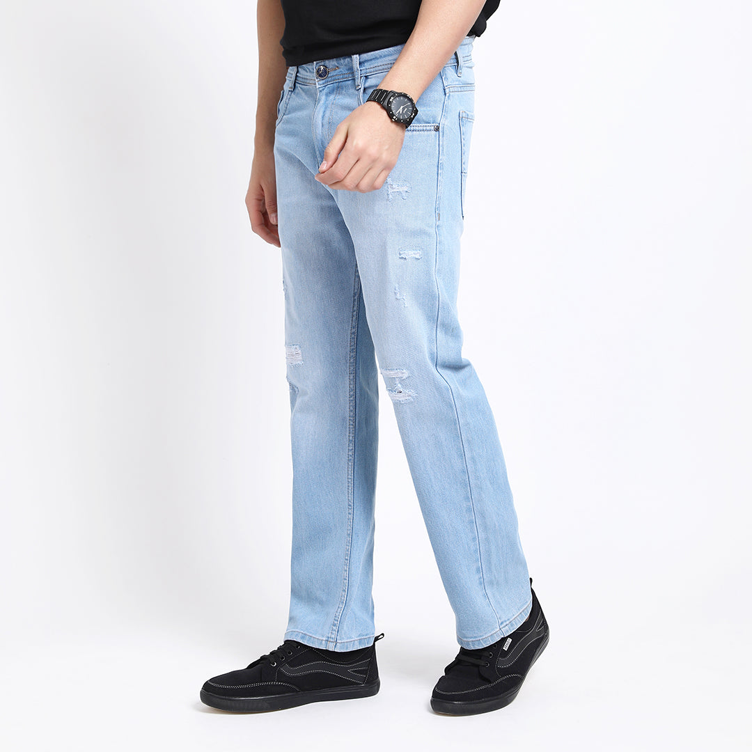 LIGHT BLUE DISTRESSED BAGGY FIT JEANS TEDDY 4670-2