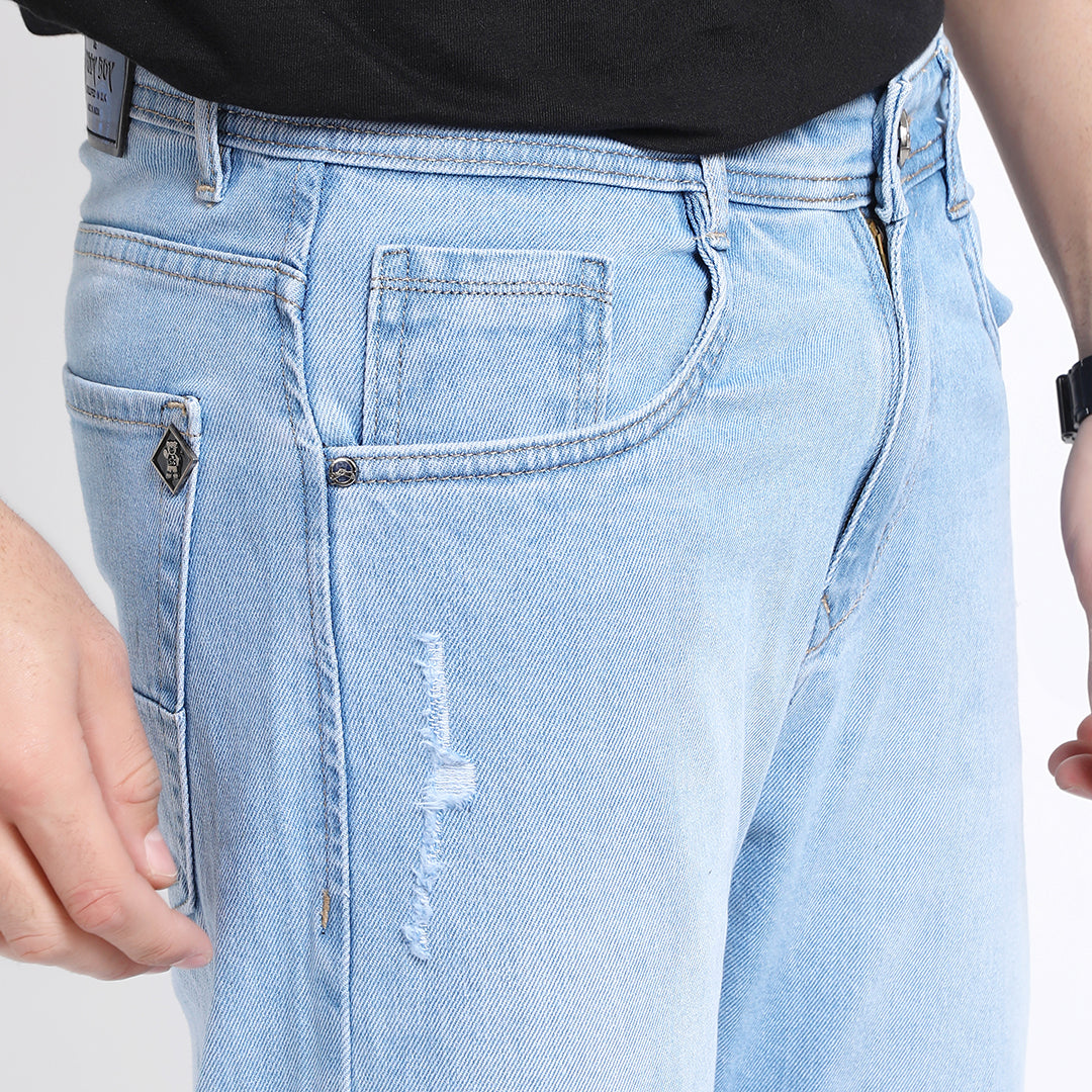 LIGHT BLUE DISTRESSED BAGGY FIT JEANS TEDDY 4670-2