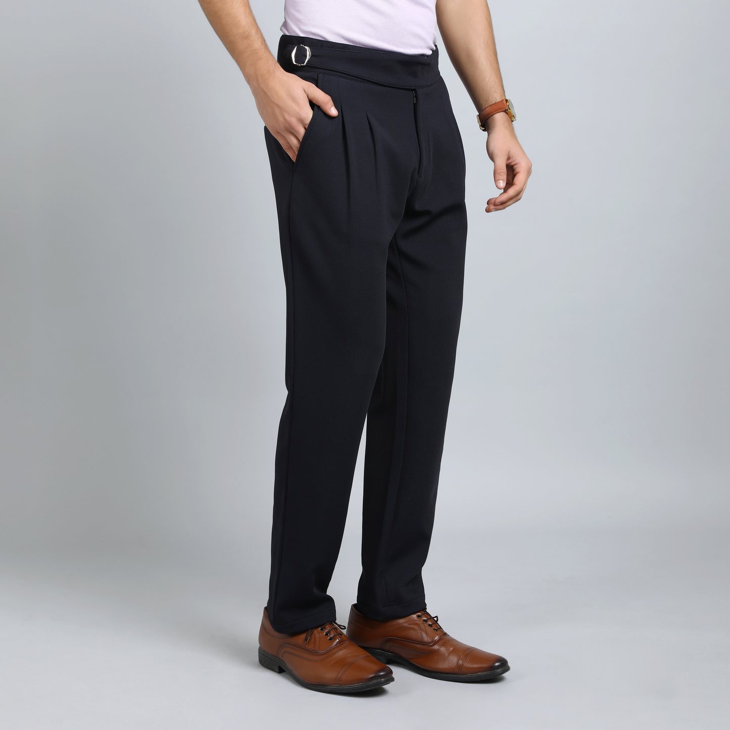 BARITONE NAVY SLIM FIT GURKHA TROUSERS 4797-2
