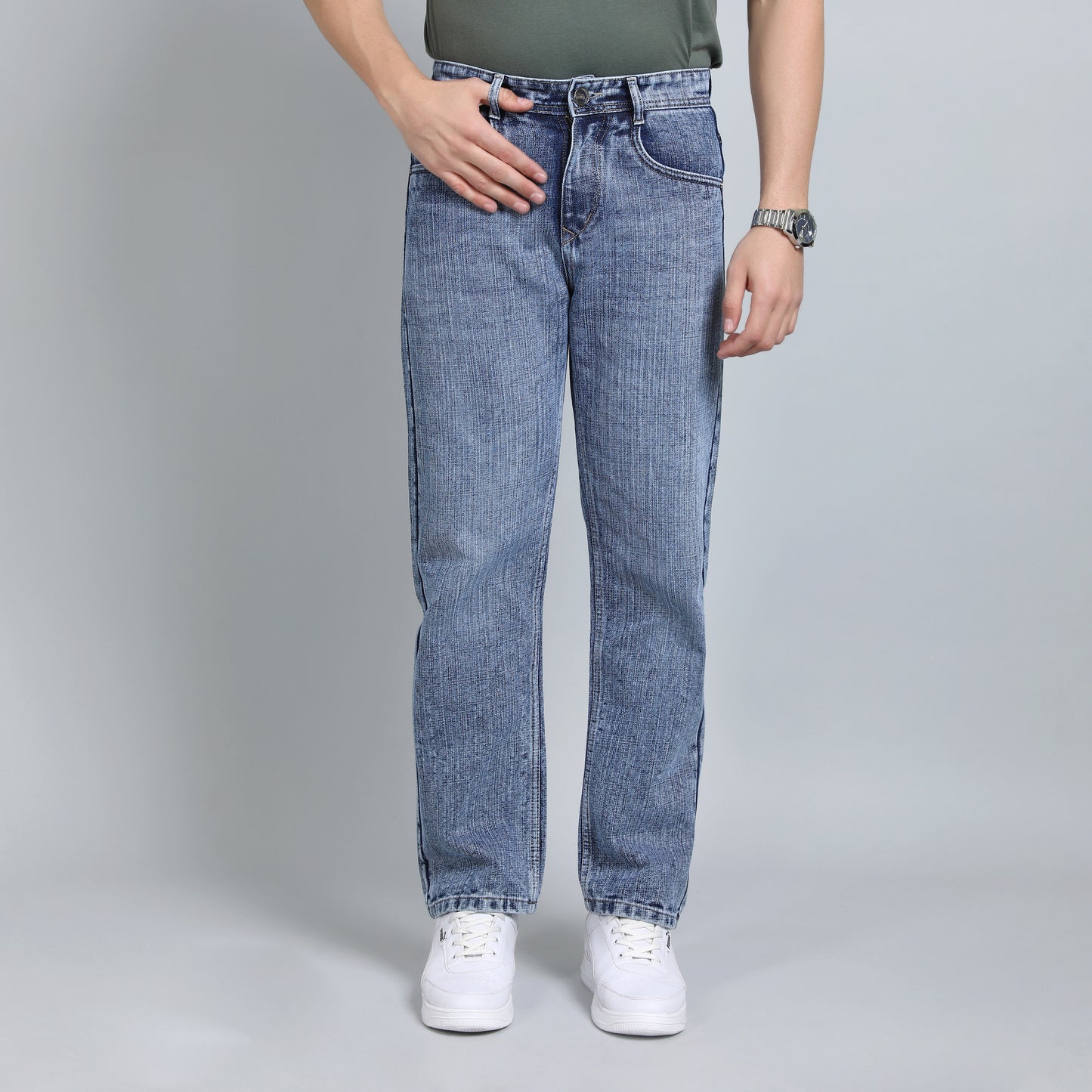 LIGHT BLUE BAGGY FIT JEAN TEDDY 4752-2