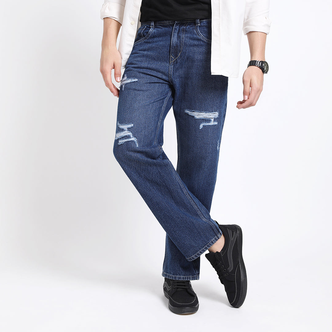 ARK BLUE BAGGY FIT DISTRESSED JEANS TEDDY TEDDY 4713-1