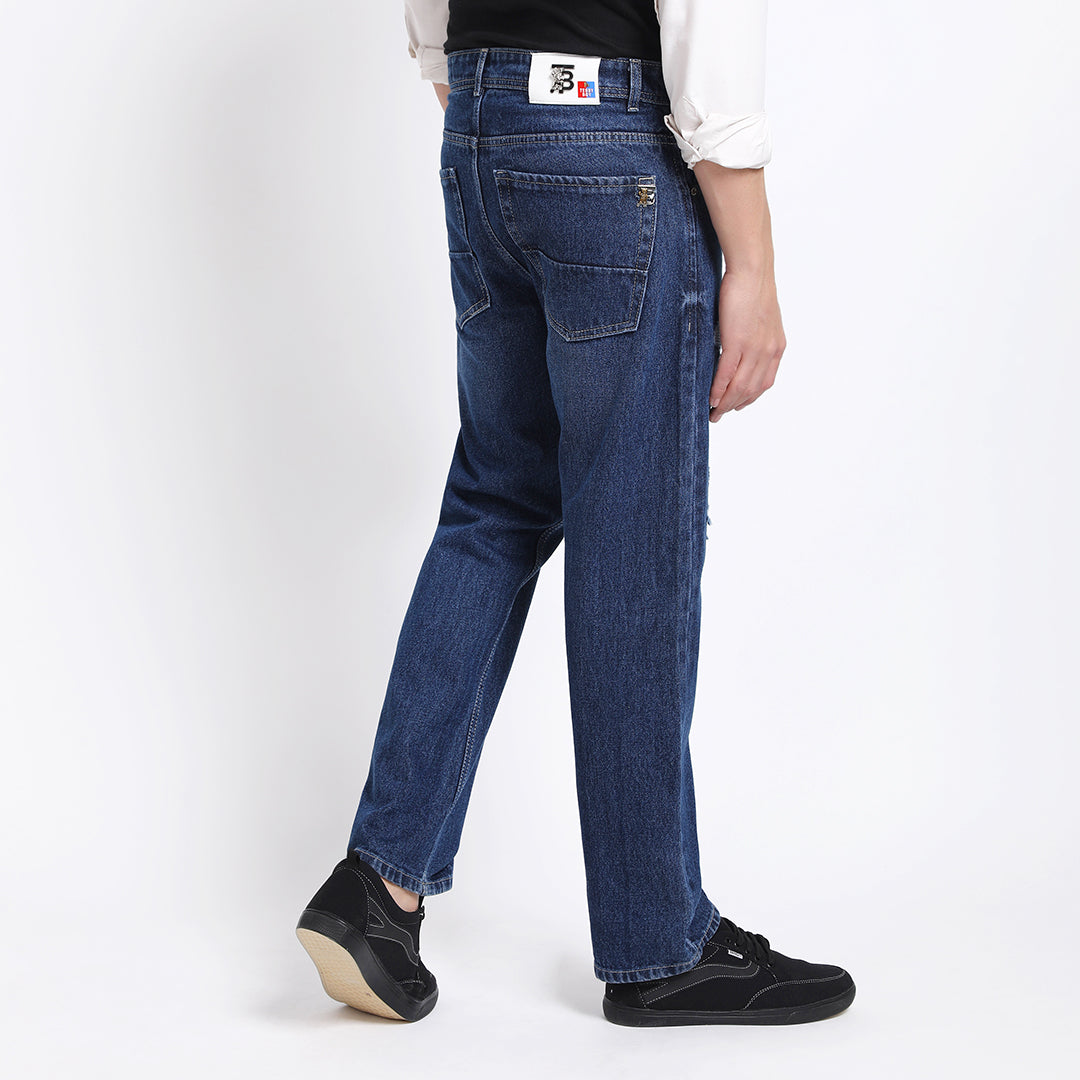 ARK BLUE BAGGY FIT DISTRESSED JEANS TEDDY TEDDY 4713-1